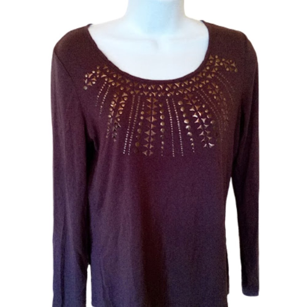 ---  Brown Shirt with Studs Size Small